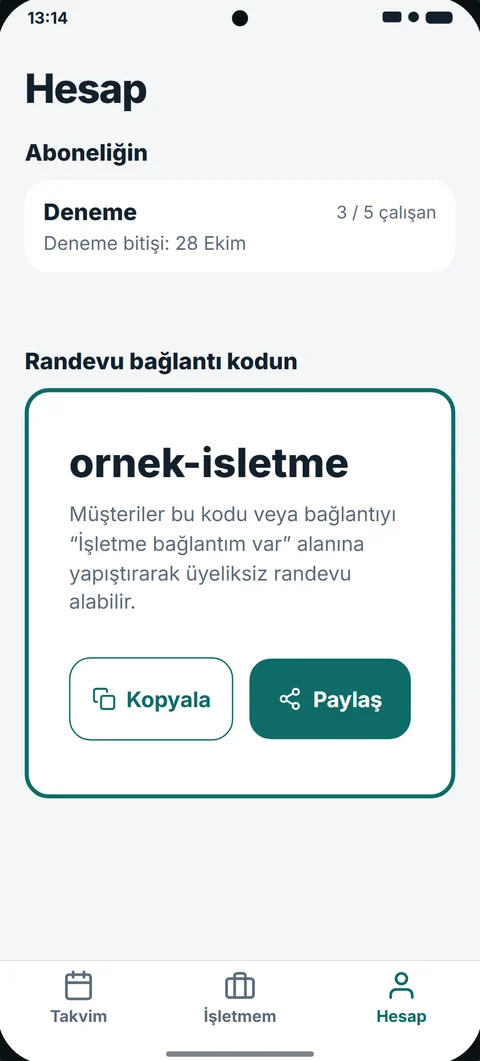 Hesap ekranı